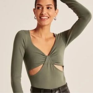 Abercrombie & Fitch Seamless Cut Out Green Bodysuit